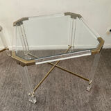 Vintage coffee table in lucite and brass 60s-70s