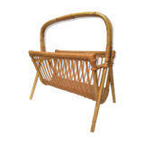 Porte revue en rotin vintage