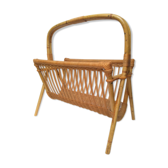 Vintage rattan magazine holder