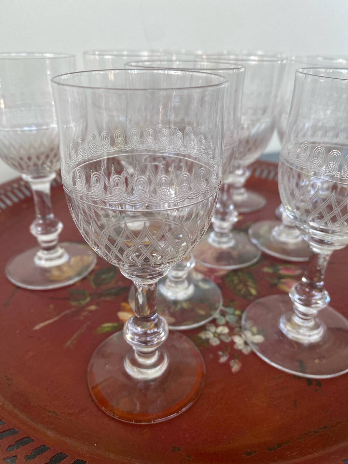 10 chiseled crystal port glasses