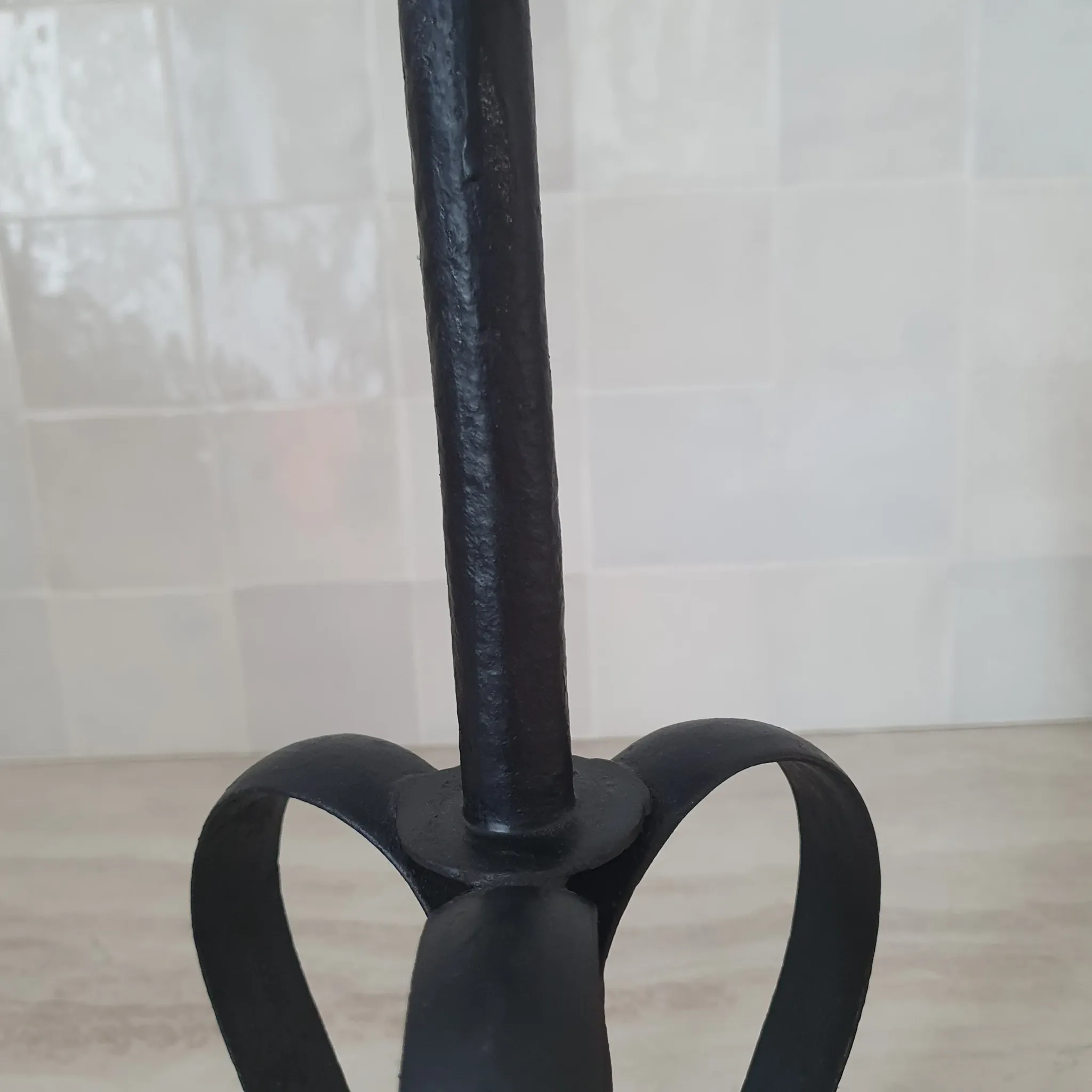 Large metal candlestick in Brutalist style