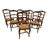 Set of eight Regency style chairs in solid oak, 20th century
