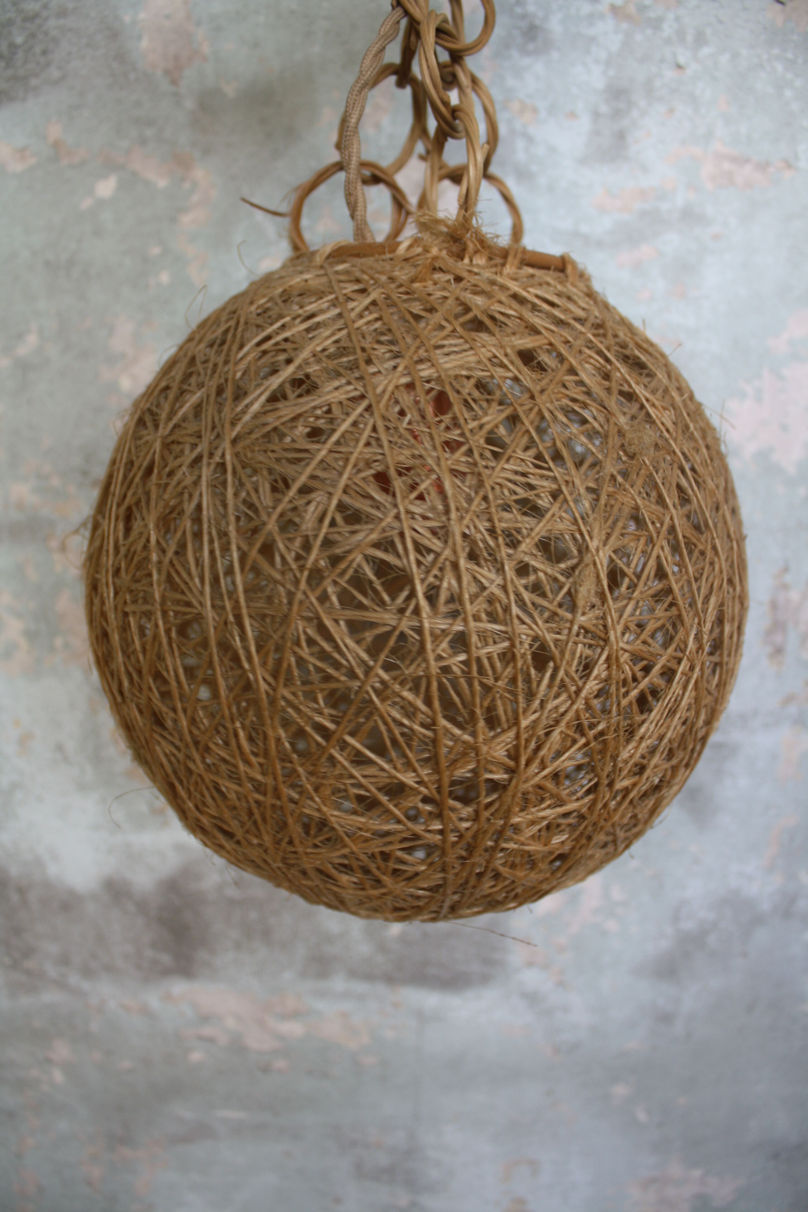 Set of 2 rattan and rope suspensions