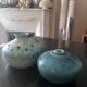 Two blue ceramic vases