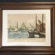 Frédéric Louis Levé, Aquatint Port of La Rochelle framed late 19th century