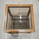 Vintage wood and glass side table – Graphic design – 1970s/1980s