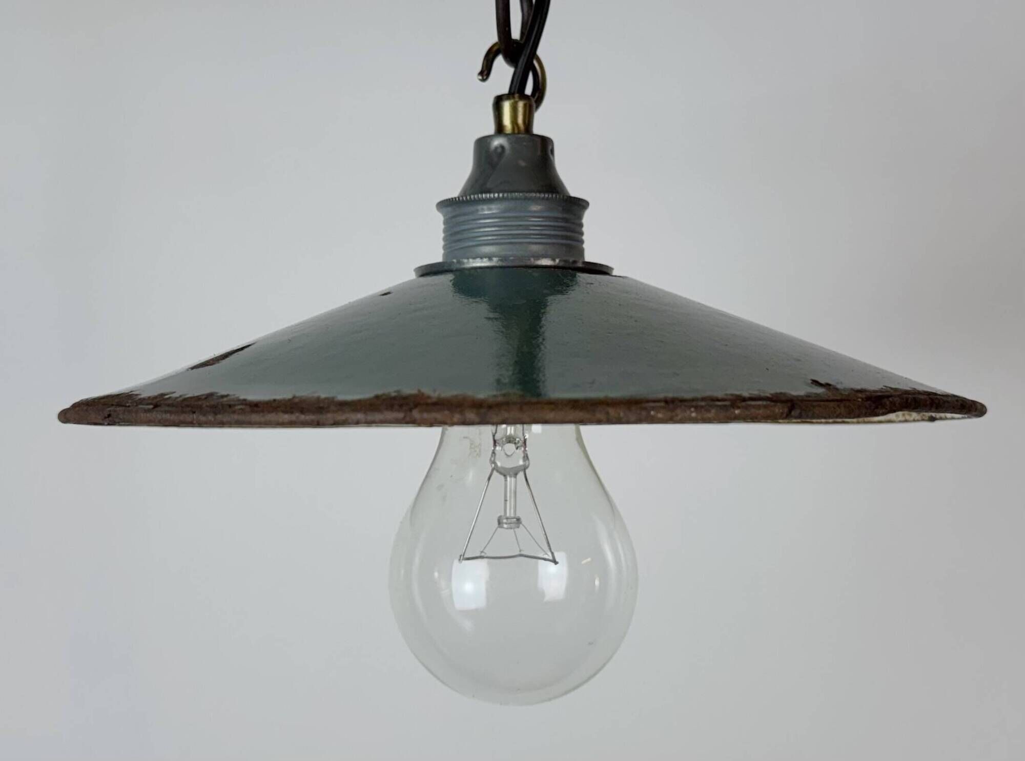 Industrial Green Enamel Light, 1950s