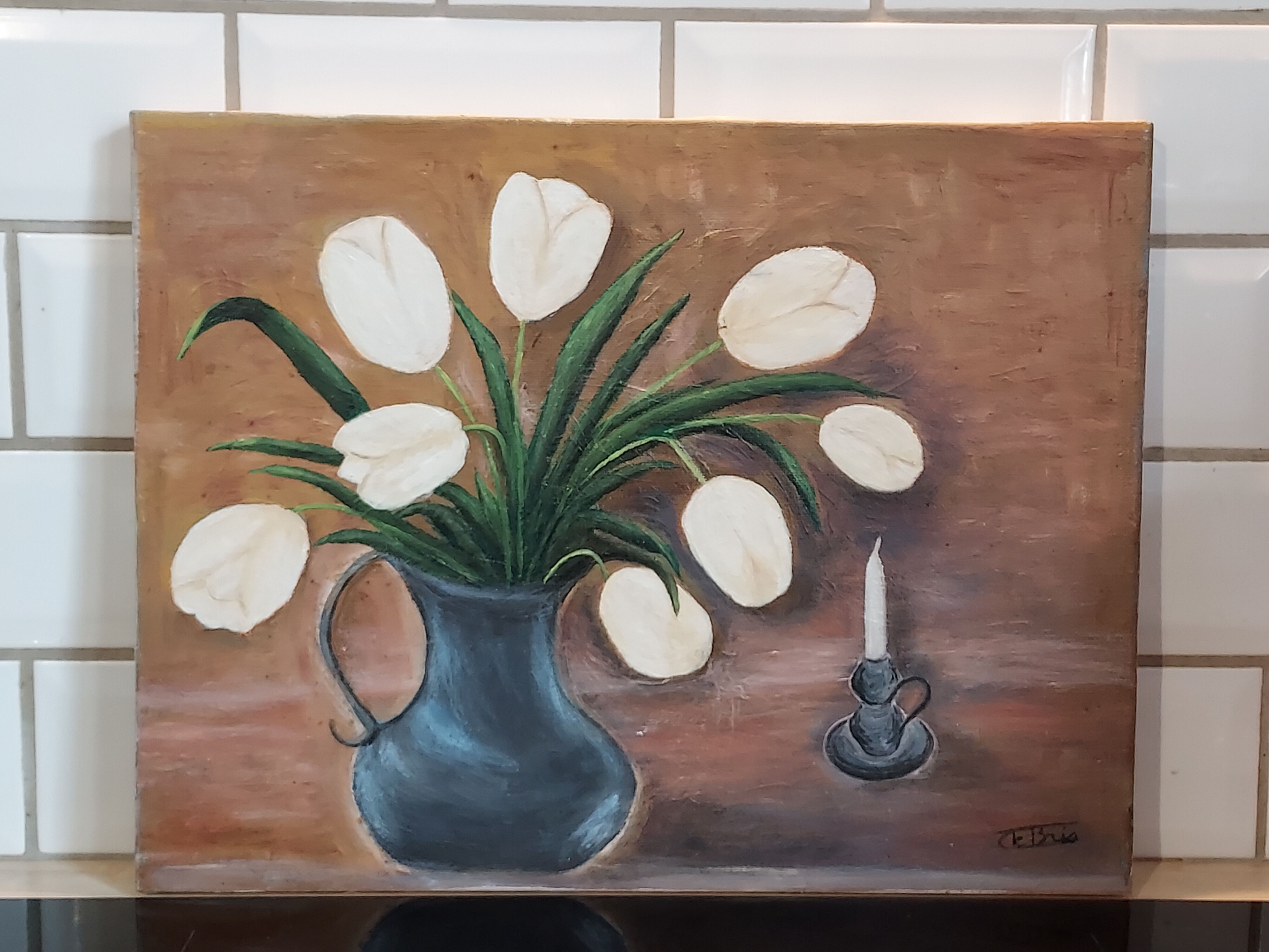 Still life white tulips