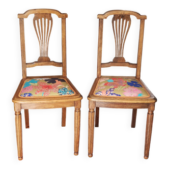 Pair of vintage Louis XVI style chairs from the 19th century