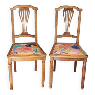 Pair of vintage chairs in Louis XVI style from the 19th century.