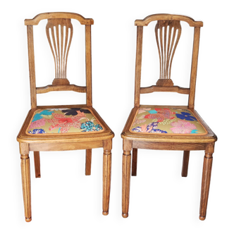 Paire de chaise vintage style Louis XVI du 19 em siècle
