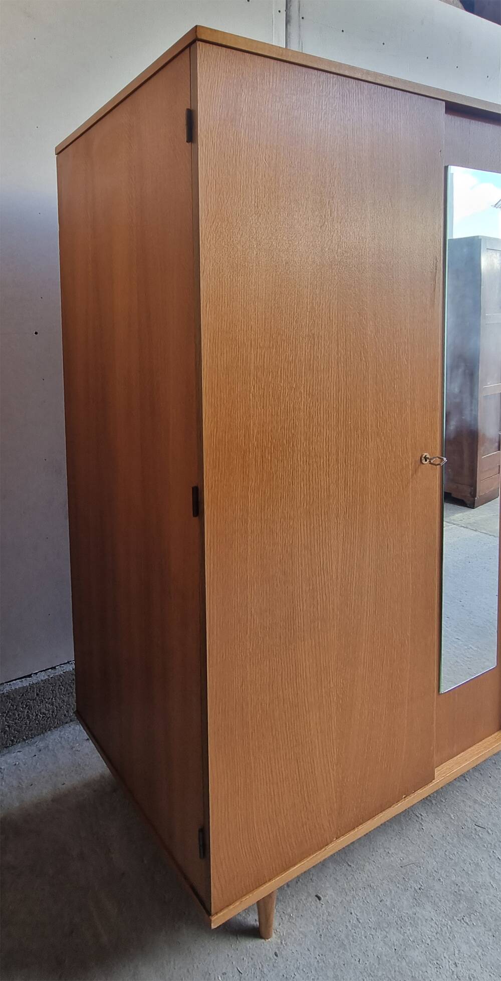 Wooden cabinet, wardrobe, shelves, vintage, 60s