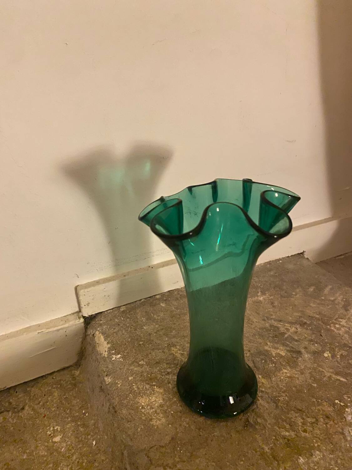 Vase vert verre soufflé blenko