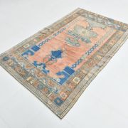 Salmon & Navy Blue Vintage Persian Rug, 131x218 Cm