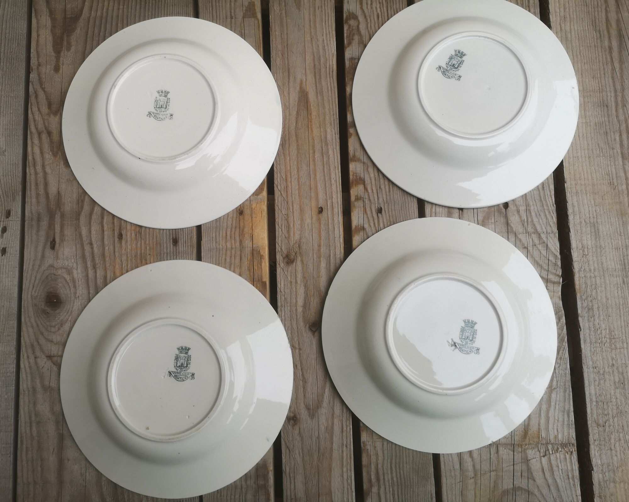 4 Hollow plates Terre de Fer in Opaque Porcelain from Gien Collection Montigny