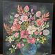 Huile sur toile bouquet de fleurs roses