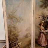 Louis XVI style three-leaf screen with Romantic and landscape decorations