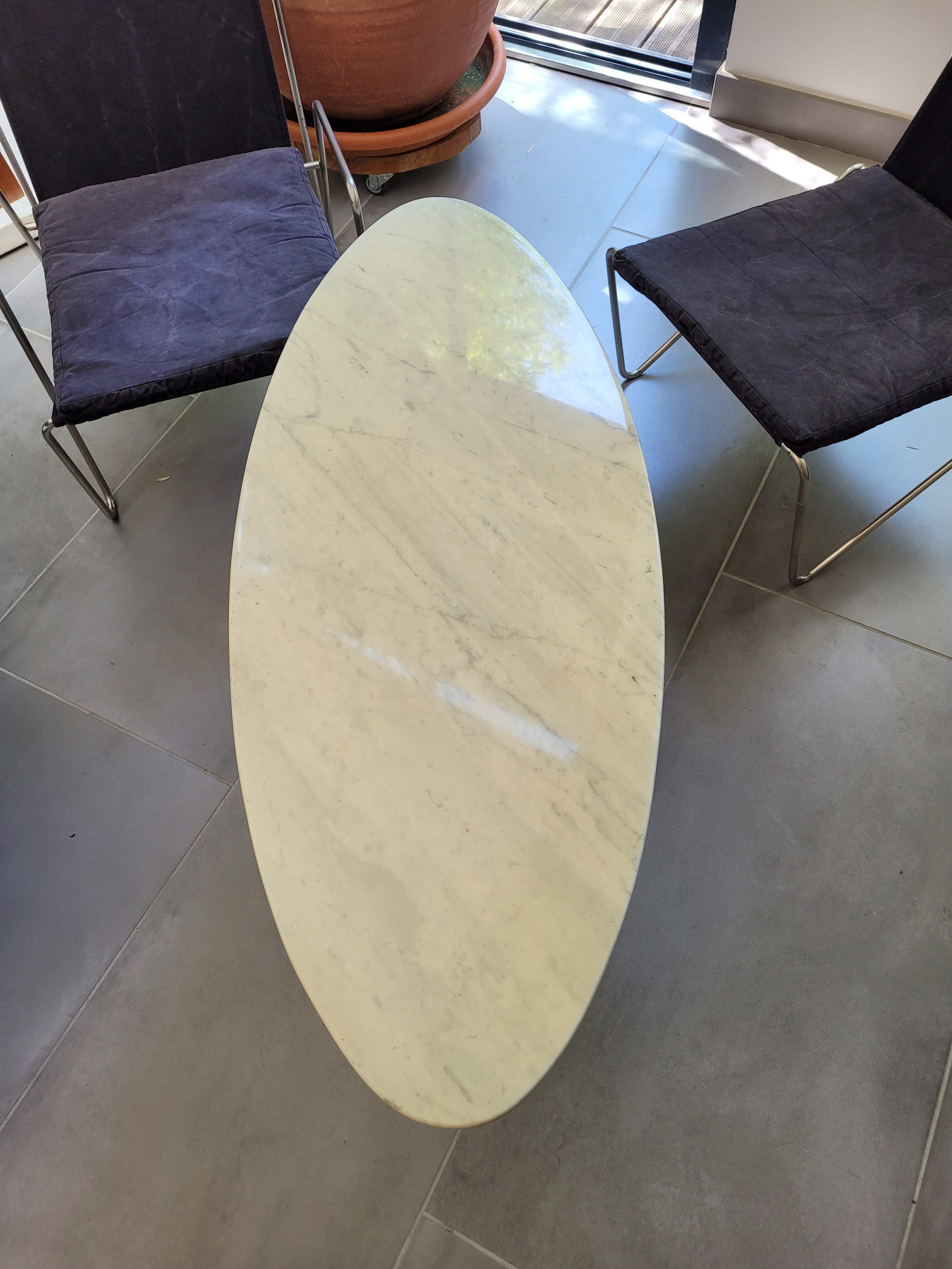 Marble coffee table and rosewood by Hugues Poignant