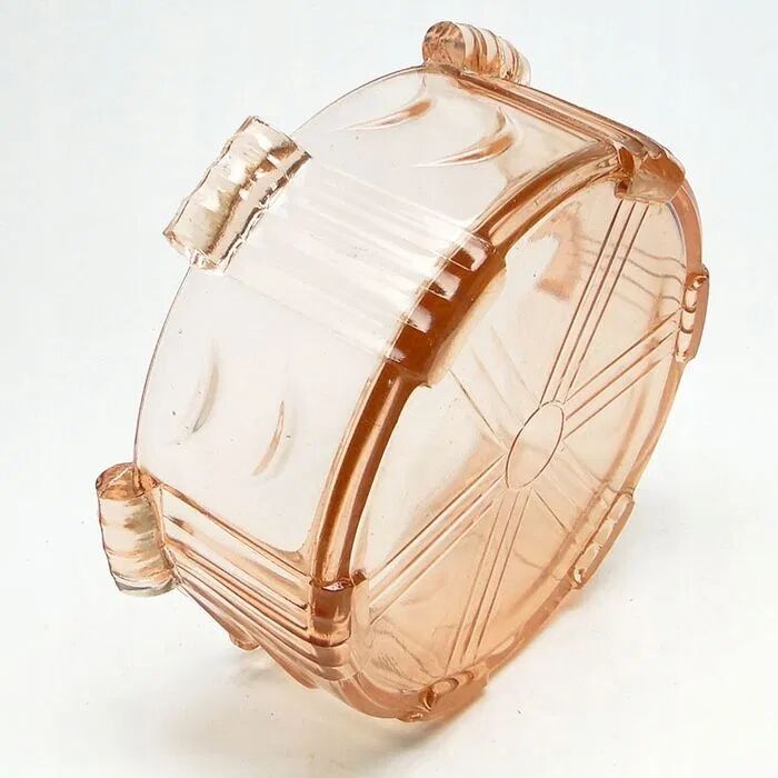 E1e art deco huta stoelzle pink bowl