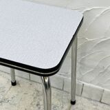 Set of 4 vintage grey chrome Formica stools.