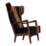 1960s, Danish highback armchair by Fritz Hansen, furniture wool, beech wood