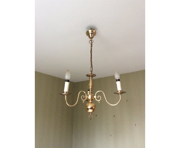3-branched brass chandelier