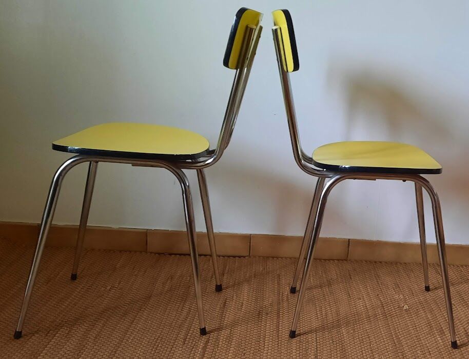 Set of yellow formica chairs