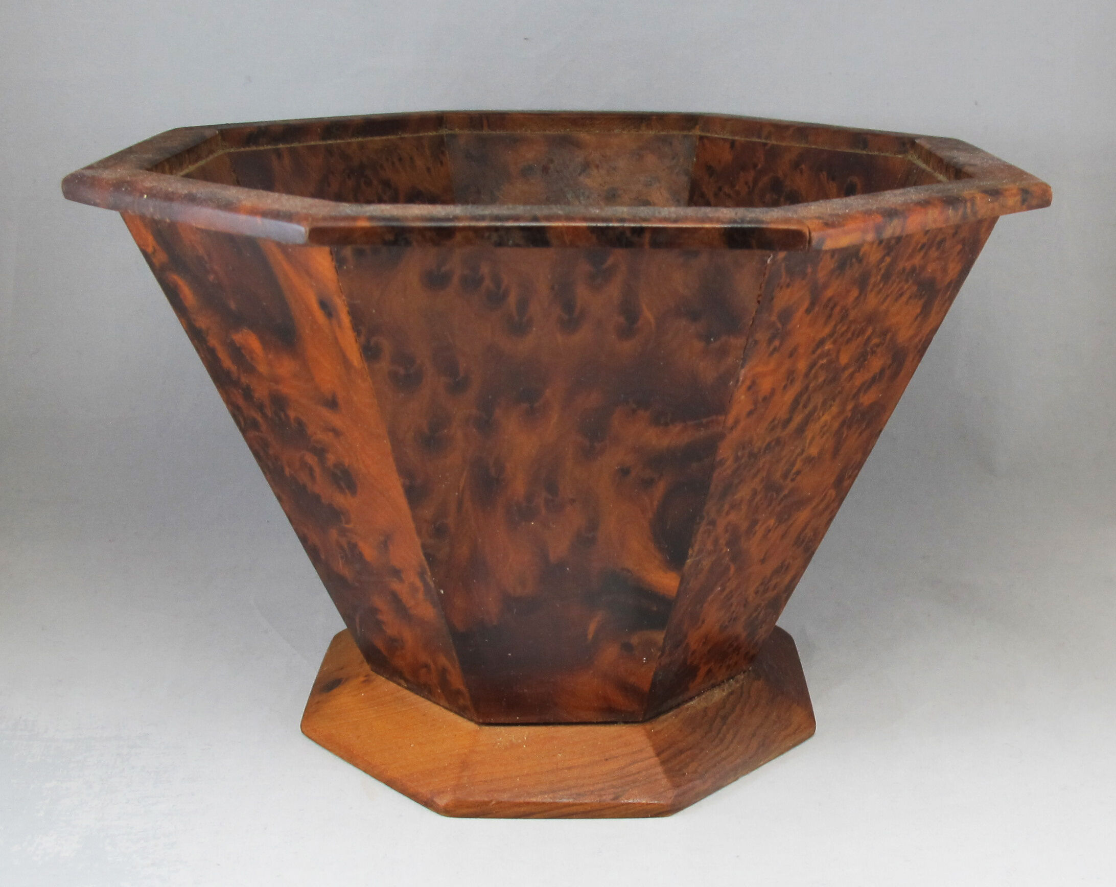 Basket or empty wooden pocket and cedar magnifying glass veneer