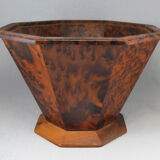 Basket or empty wooden pocket and cedar magnifying glass veneer