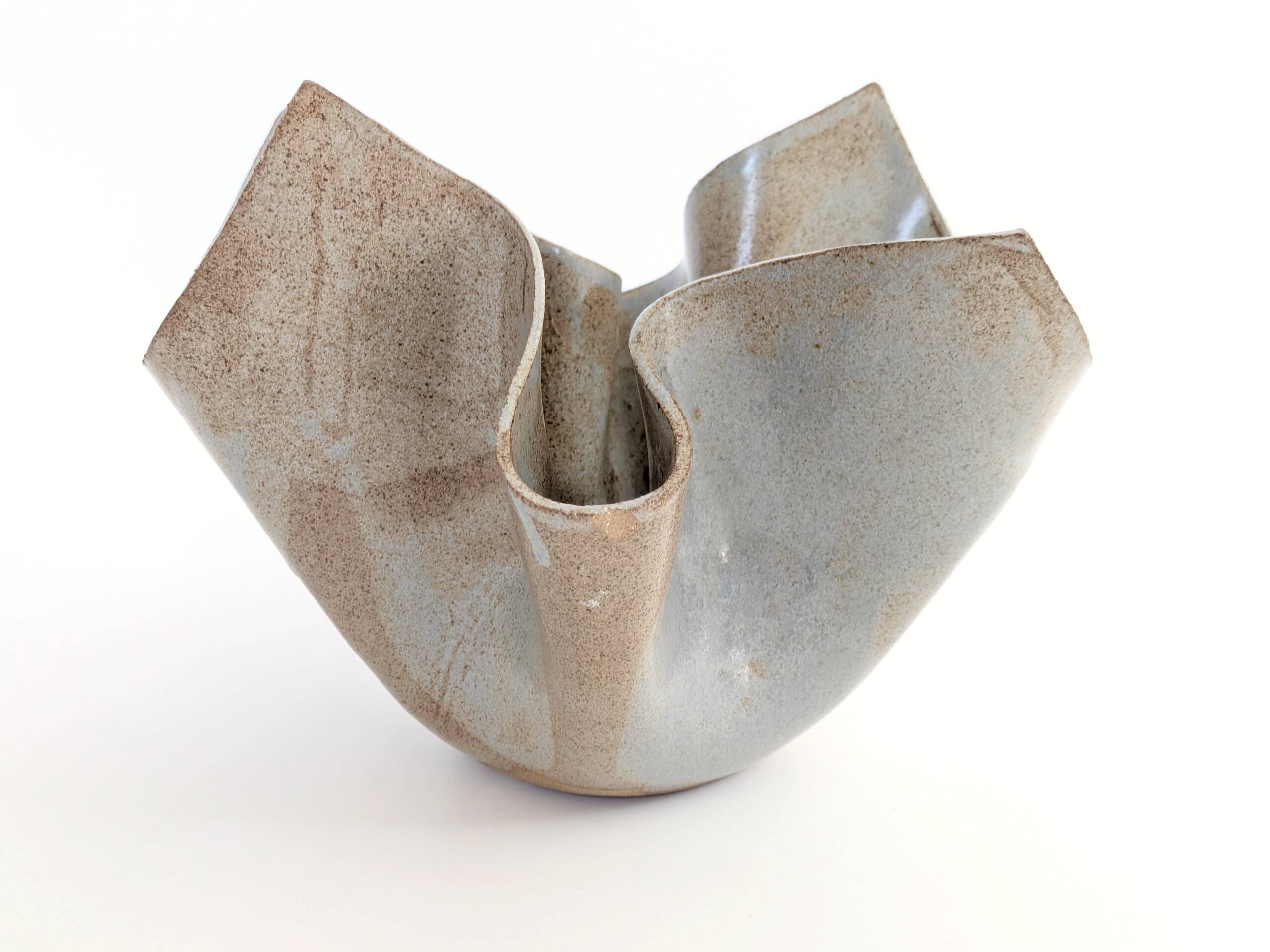 Vintage Willy Guhl style folded ceramic vase, 1960s