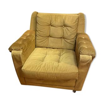 Fauteuil vintage velours design 60/70