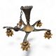5 arms Art Deco / Art Nouveau / brass hanging lamp / Hand blown floral shades