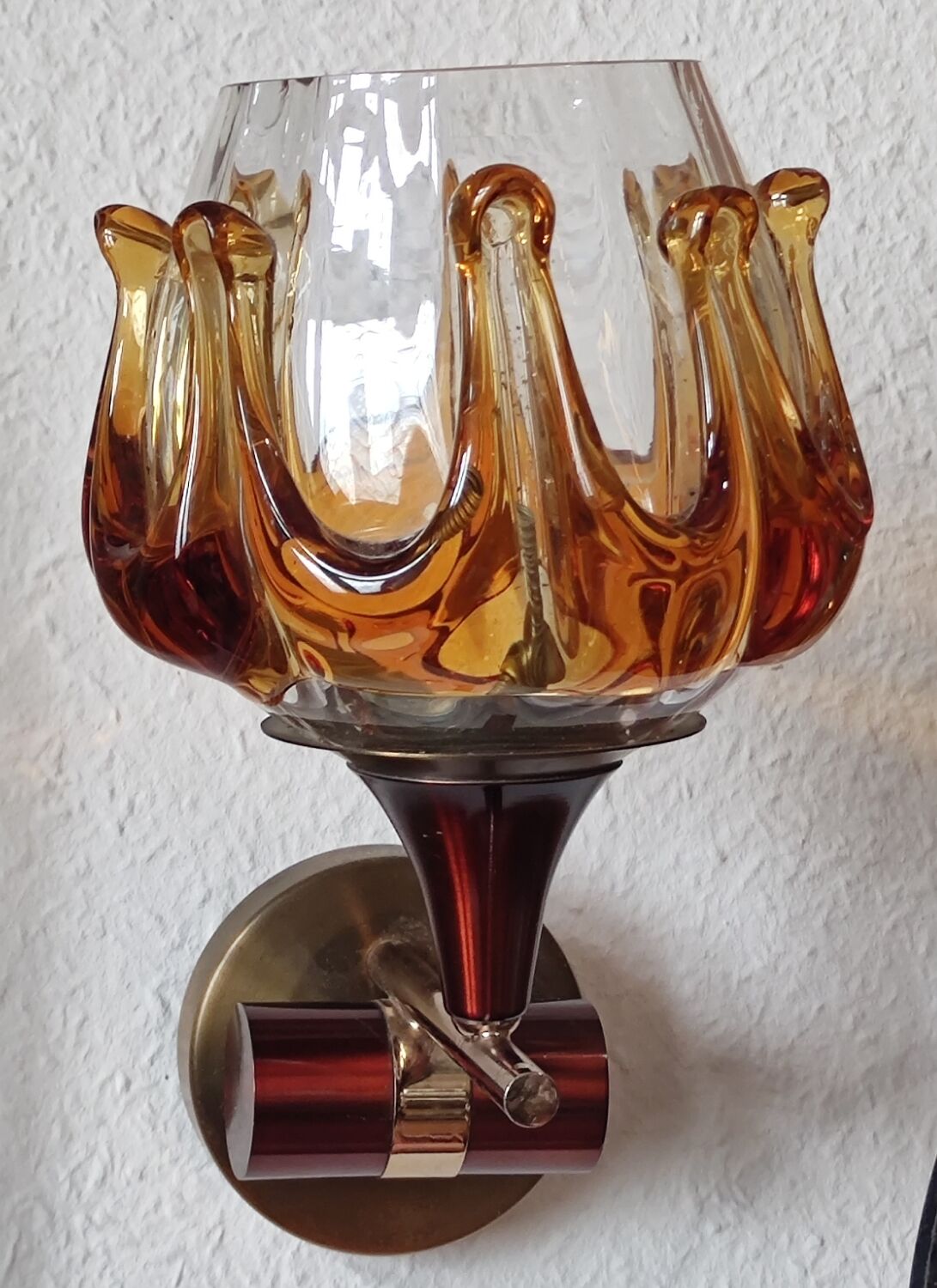 Pair of wall lamps Murano Mazzega, 1970