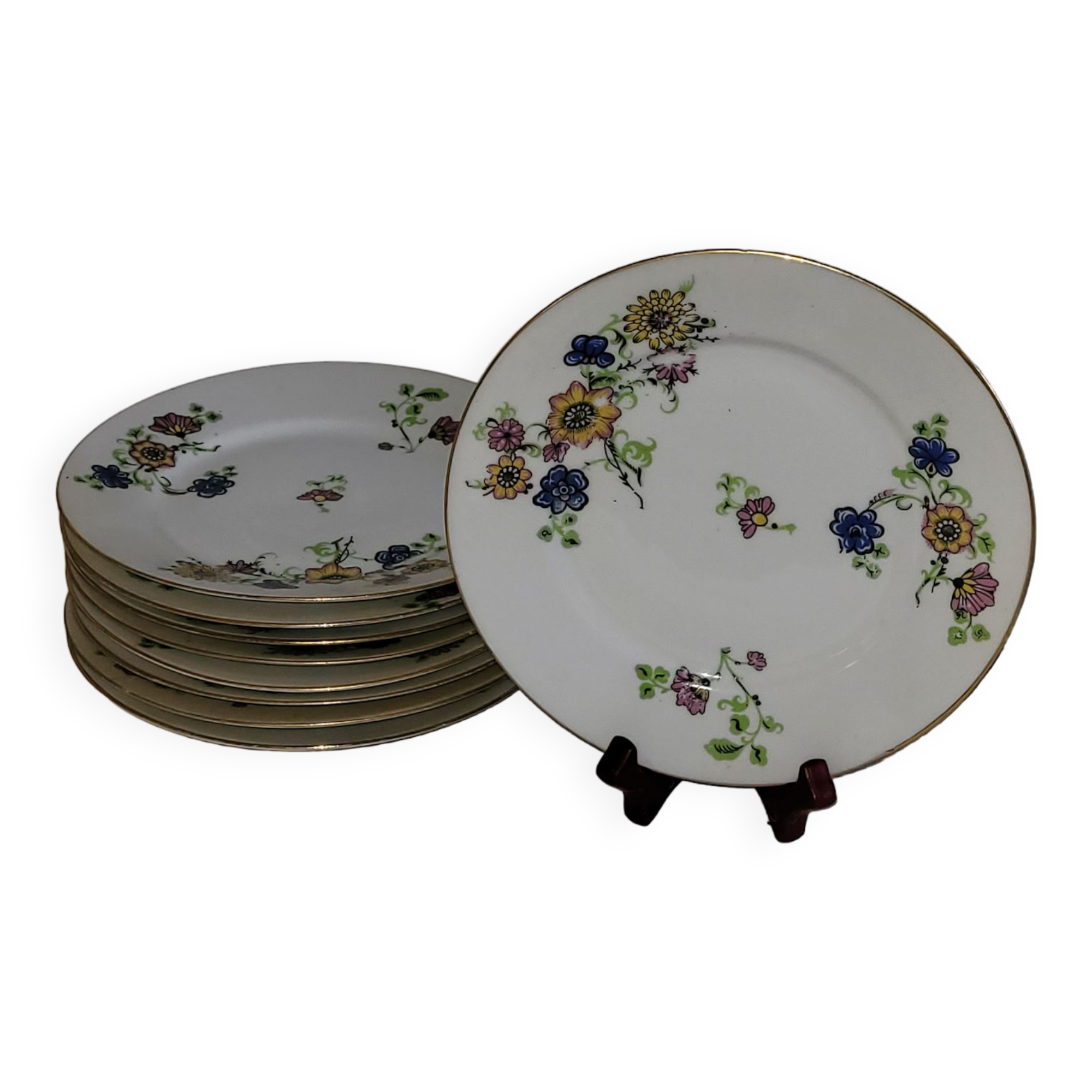 9 dessert plates - old