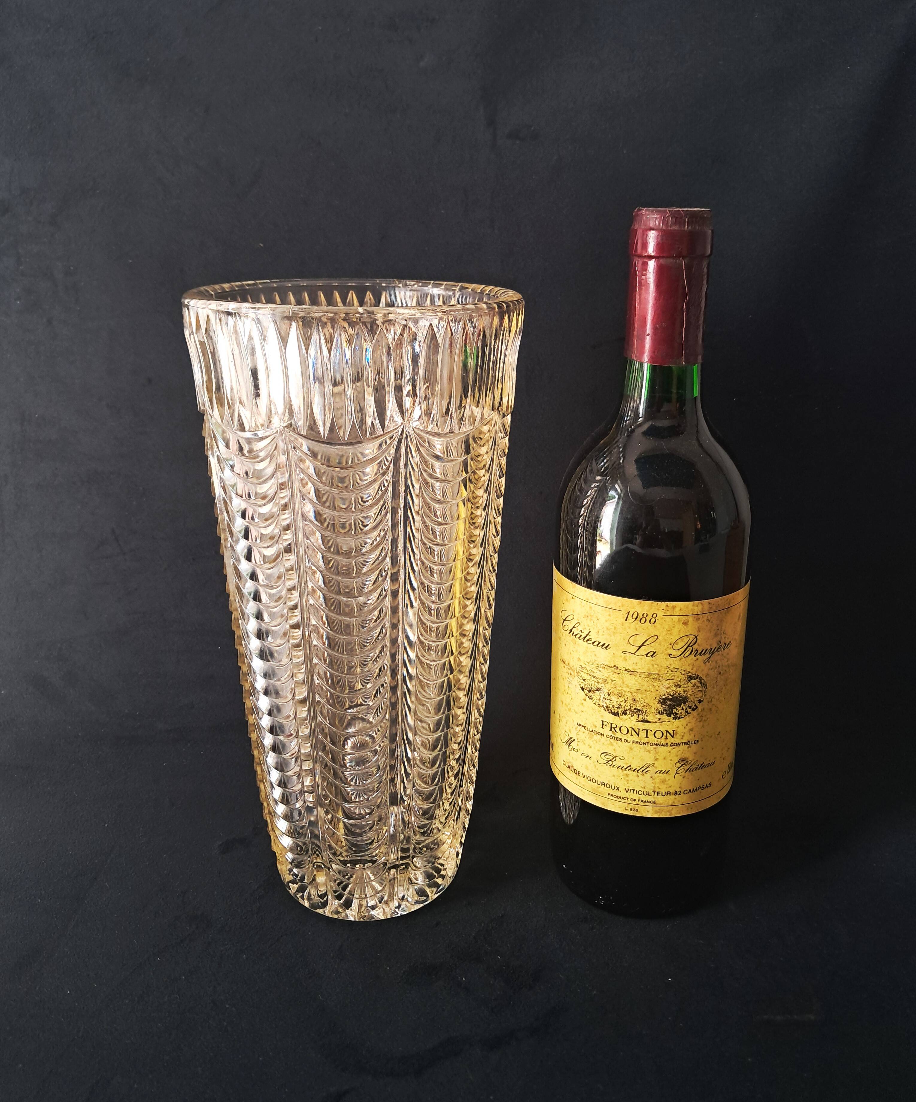 Large Art Deco Style Clear Pressed Glass Vase