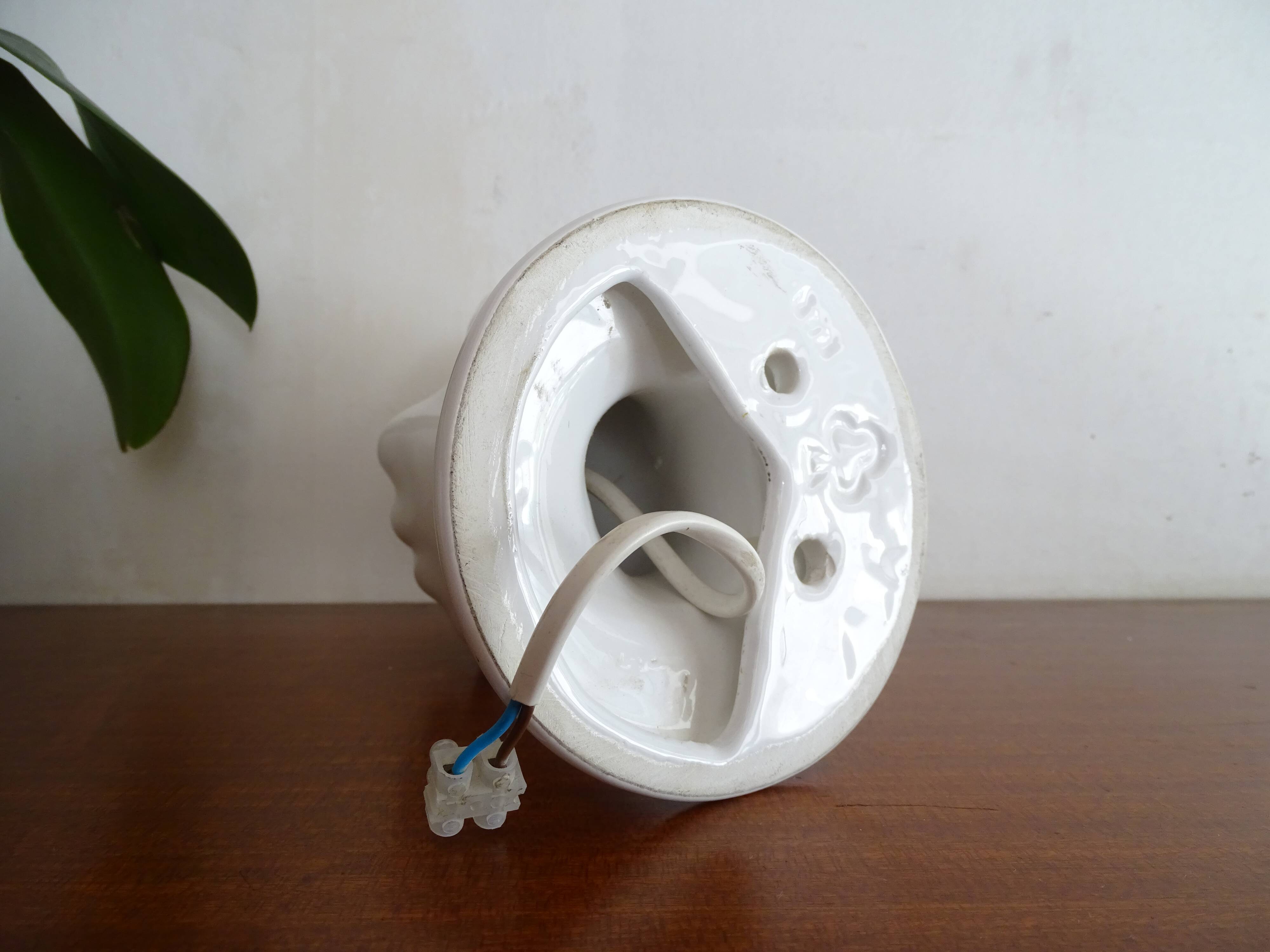 Pair of ceramic hand sconces - globe ball - vintage design 70's