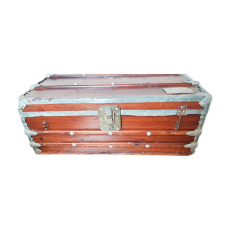 Old wooden and zinc navy trunk