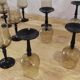 11 vintage black foot smoked twisted water glasses