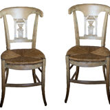Lot de 2 chaises anciennes chêne et paille