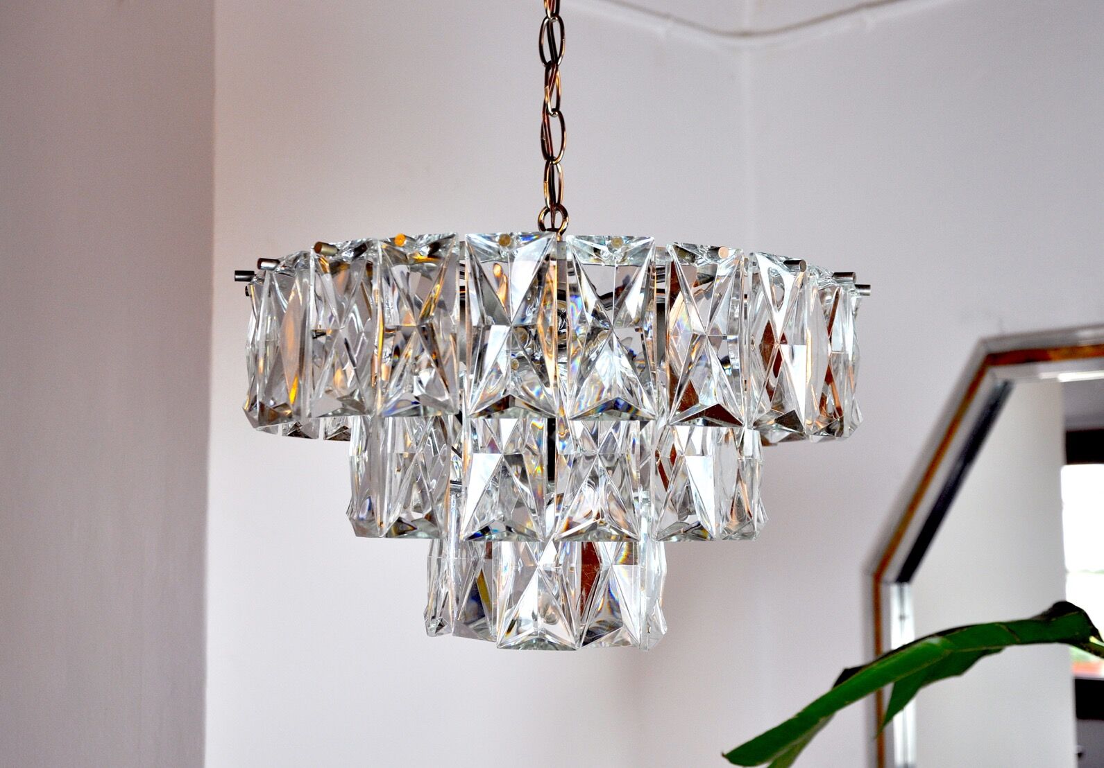 Kinkeldey chandelier 3 levels crystals Germany 1970
