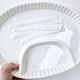 Grand plat a asperges compartimenté vintage blanc céramique barbotine 43.5x28 cm