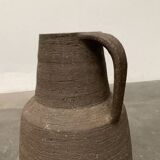 Brutalist German vase on a mid-century stand by Krösselbach Keramik, 1960s.