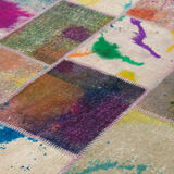Handmade Anatolian Overdyed 206 cm x 306 cm Multicolor Patchwork Carpet