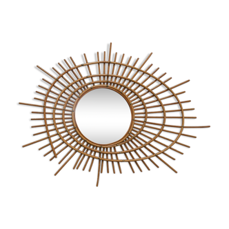 Miroir soleil spirale en rotin 78  x 65 cm