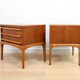 A pair of Vintage Mid-century style Lane 'Rhythm' bedside tables in walnut