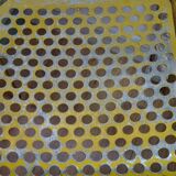 Yellow metal perforated metal chairs 1940/50