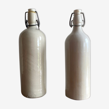 Set of 2 old bottles in glazed stoneware