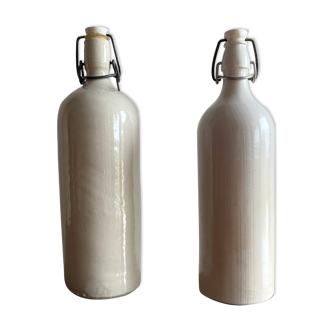 Set of 2 old bottles in glazed stoneware