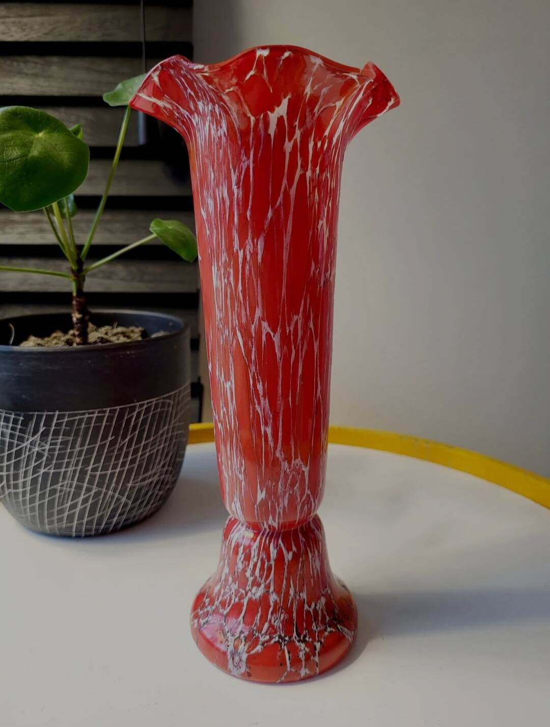 Vase Art déco en verre de Bohême