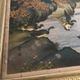 Ancien tableau avec décor d'estampe polychrome de canards dans la nature